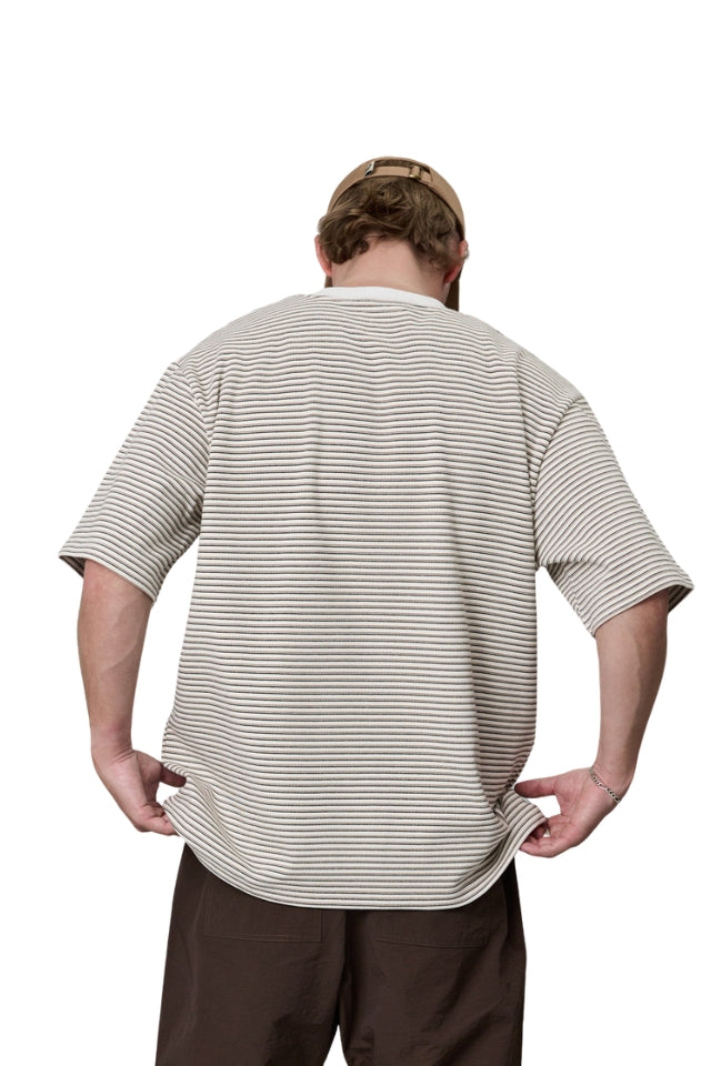 J.A.F Heavy Shore Tee - Off White Stripe