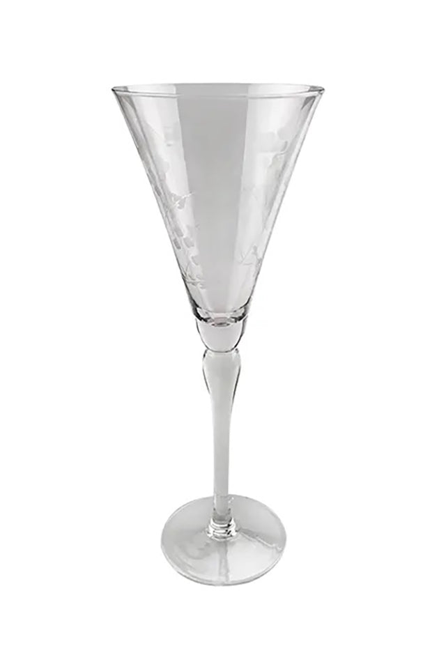 JI0090S French Country Floral Etched Tall Wine Glass