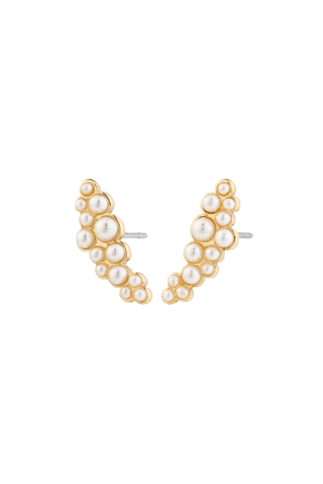 Jova Recycled Pearl Earrings - Gold Plated - White
