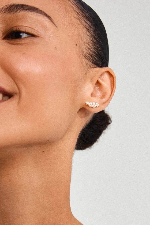 Jova Recycled Pearl Earrings - Gold Plated - White