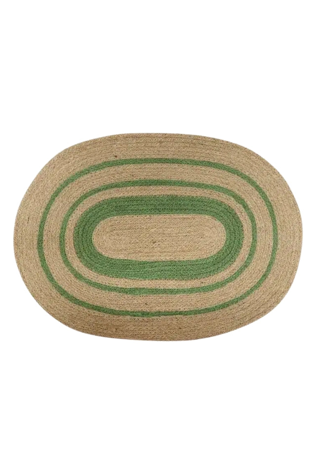 Jute Oval Placemat - Natural/Green