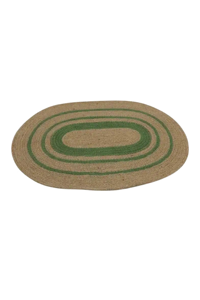 Jute Oval Placemat - Natural/Green