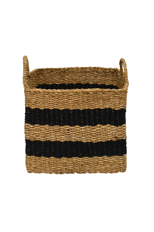 Jute Striped Baskets - Set of 3, Natural, Black