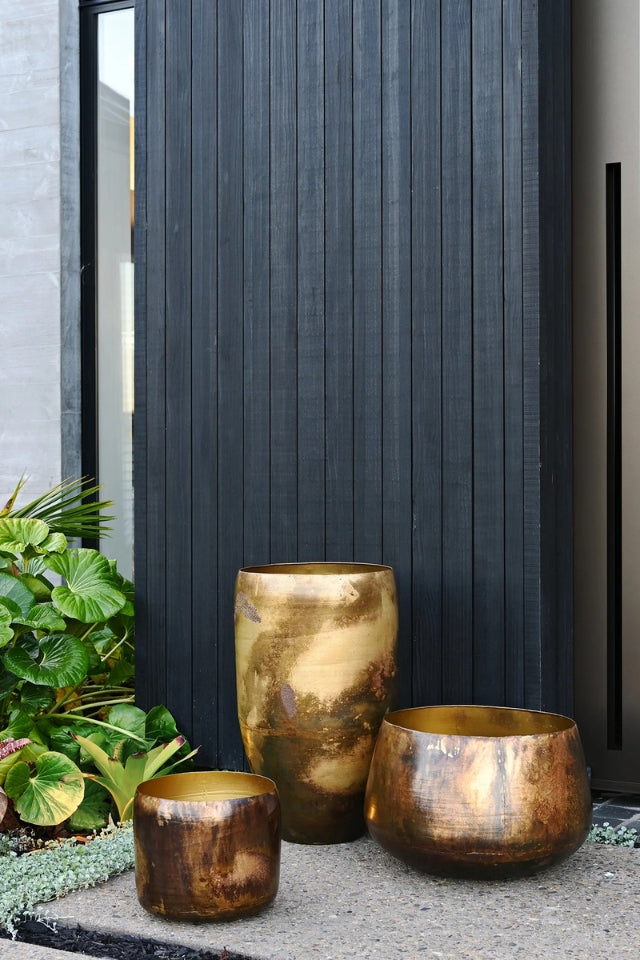 Kelda Metal Pot Toria Tall - Antique Gold