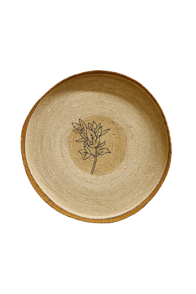 Kintu Collection Sprig Wall Art/Tray - Natural/Mustard Rim