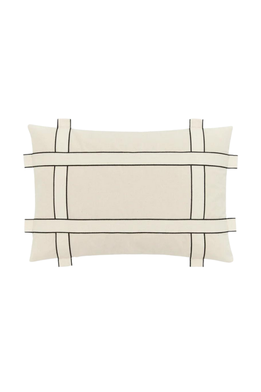 Bow Cushion Cover - Natural, Black