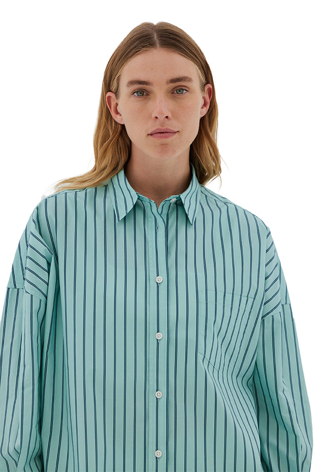 LMD034 LMND Chiara Shirt Stripe Teal Sage