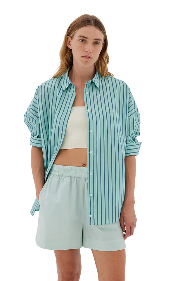 LMD034 LMND Chiara Shirt Stripe Teal Sage