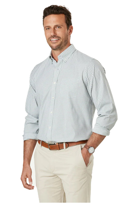 LSHS22084 Gazman Gaxflex Performance Check Shirt Sage 