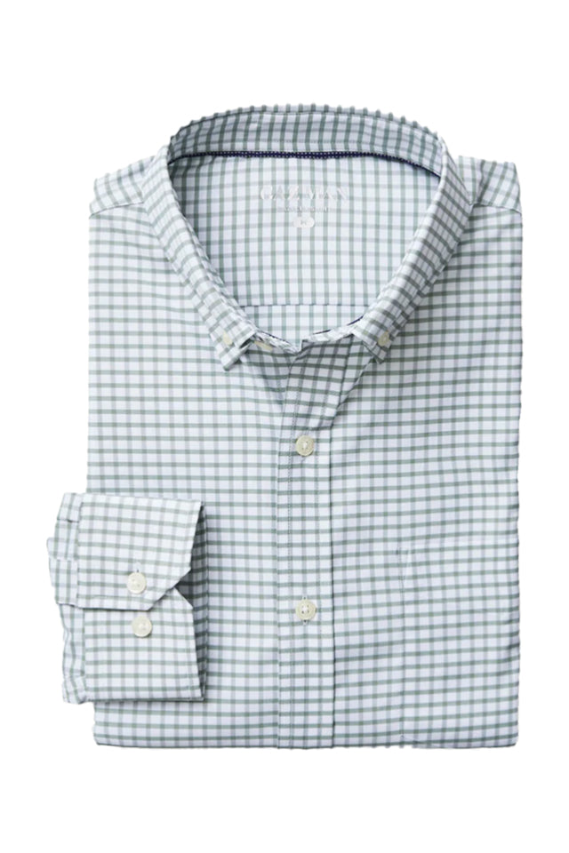 LSHS22084 Gazman Gaxflex Performance Check Shirt Sage 