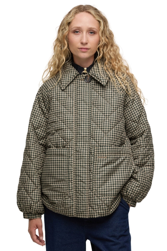 Laoise Check Quilted Jacket - Sage Houndstooth/Sand Dune