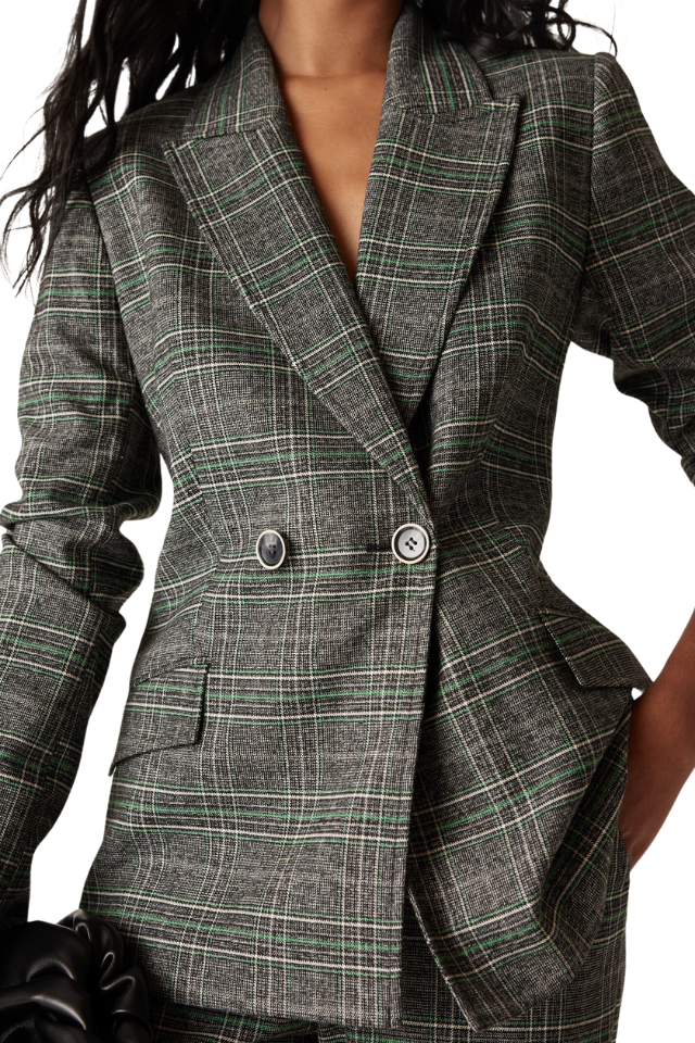 Lennon Check Blazer - Green Check