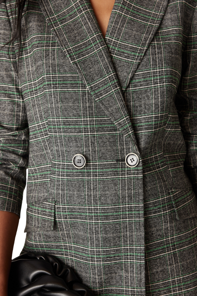 Lennon Check Blazer - Green Check