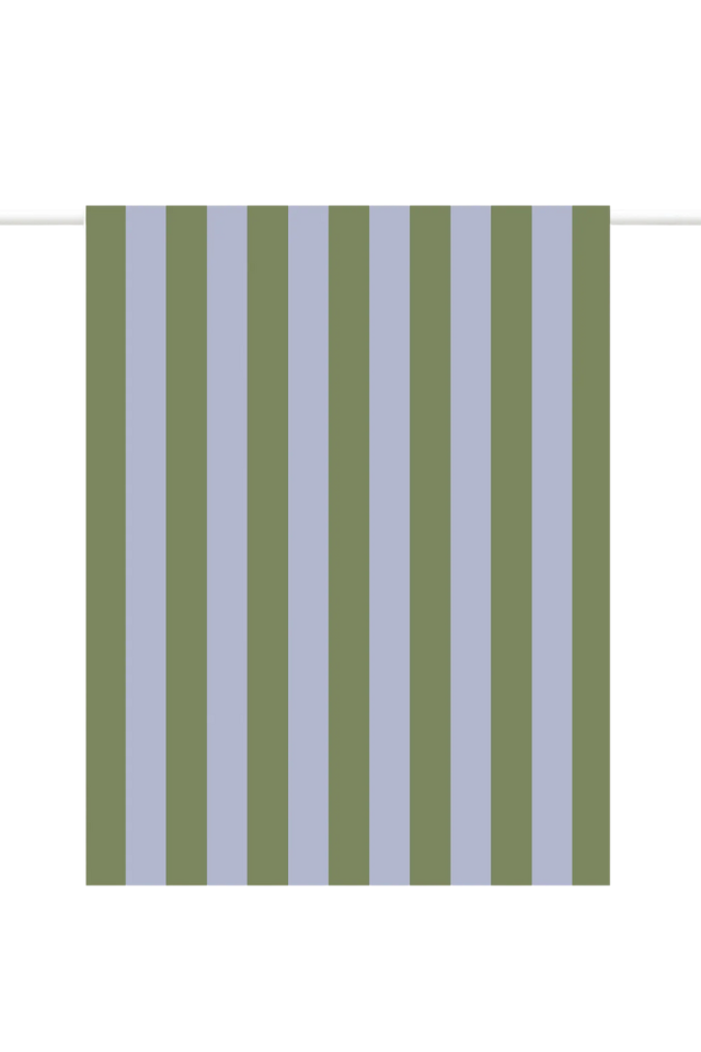 Bold Stripe Tea Towel - Periwinkle, Olive