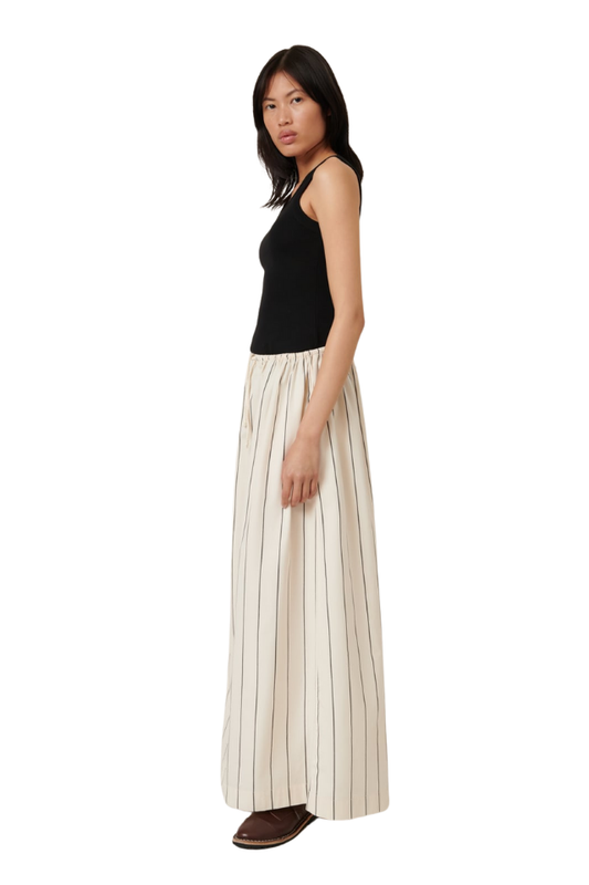 Linear Skirt - Greige Pinstripe