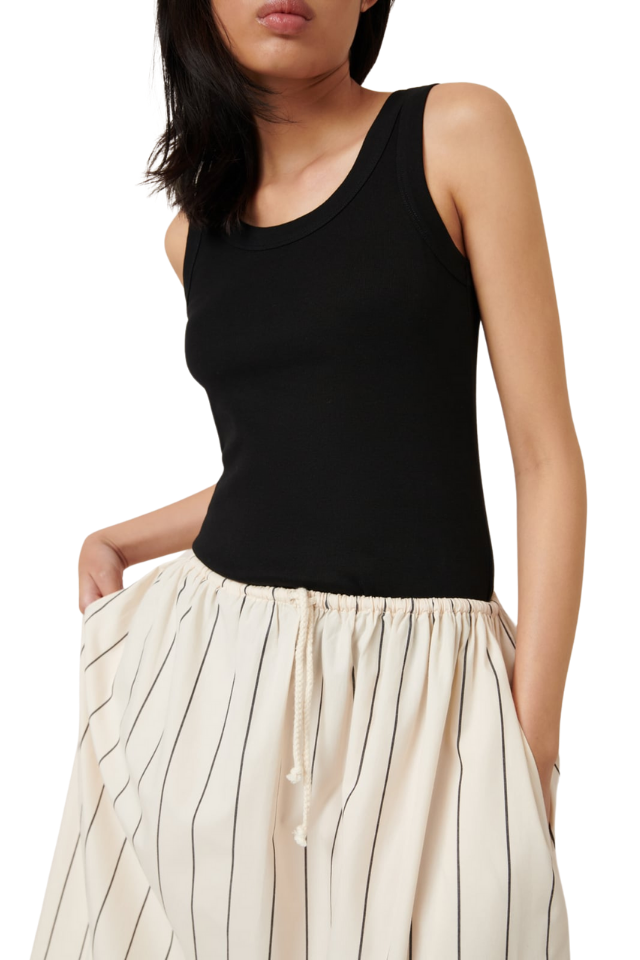 Linear Skirt - Greige Pinstripe