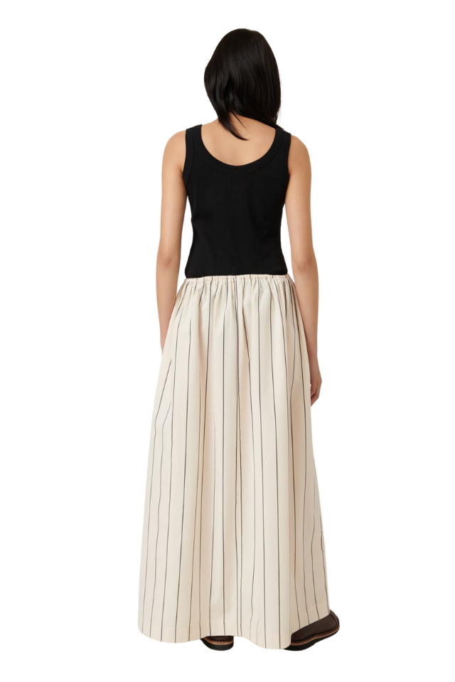 Linear Skirt - Greige Pinstripe