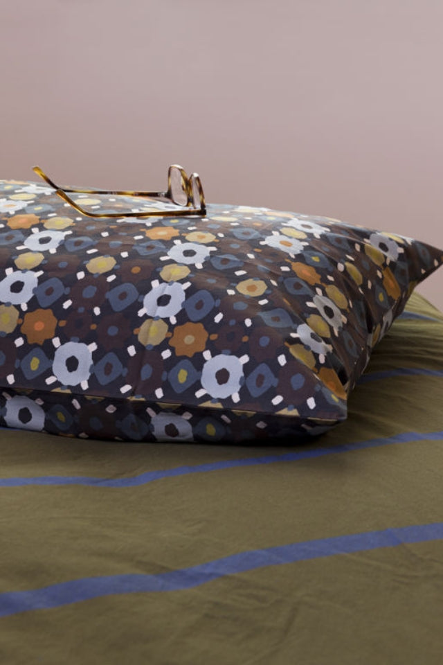 Lisbon Pillowcase Pair - Blue Black/Multi