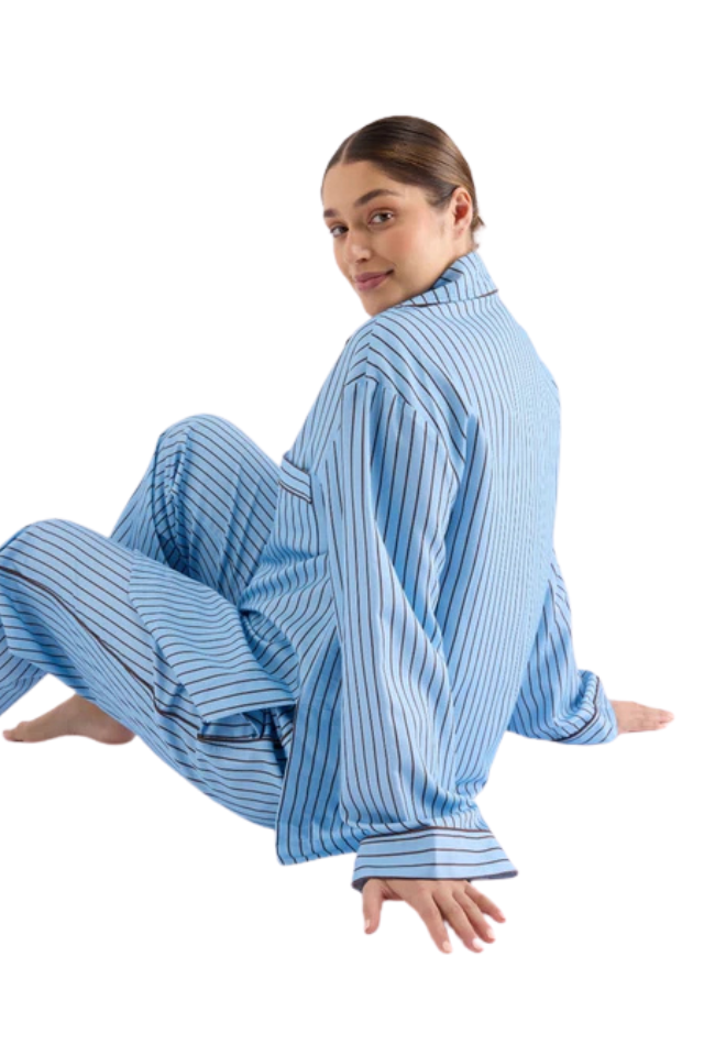 Long Sleeve Sleep Shirt - Iced Chocolate Stripes