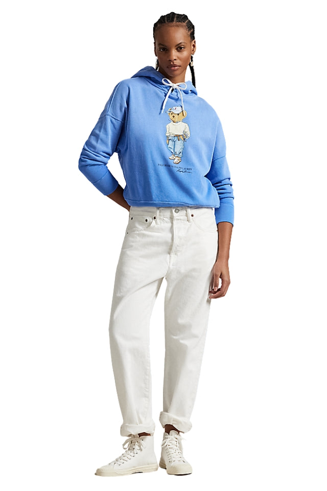 Polo Bear Fleece Hoodie Sweatshirt - Summer Blue