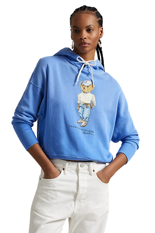 Polo Bear Fleece Hoodie Sweatshirt - Summer Blue