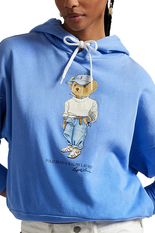 Polo Bear Fleece Hoodie Sweatshirt - Summer Blue