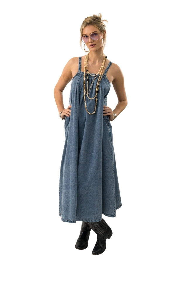 Lungo Maxi Dress - Washed Denim