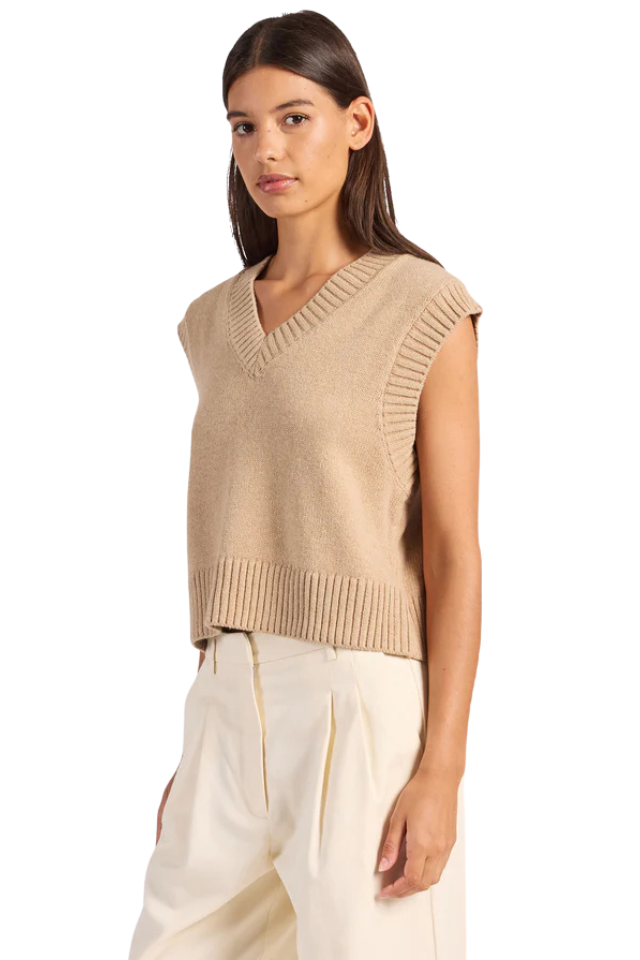 Maple Knit Vest - Otter Tan