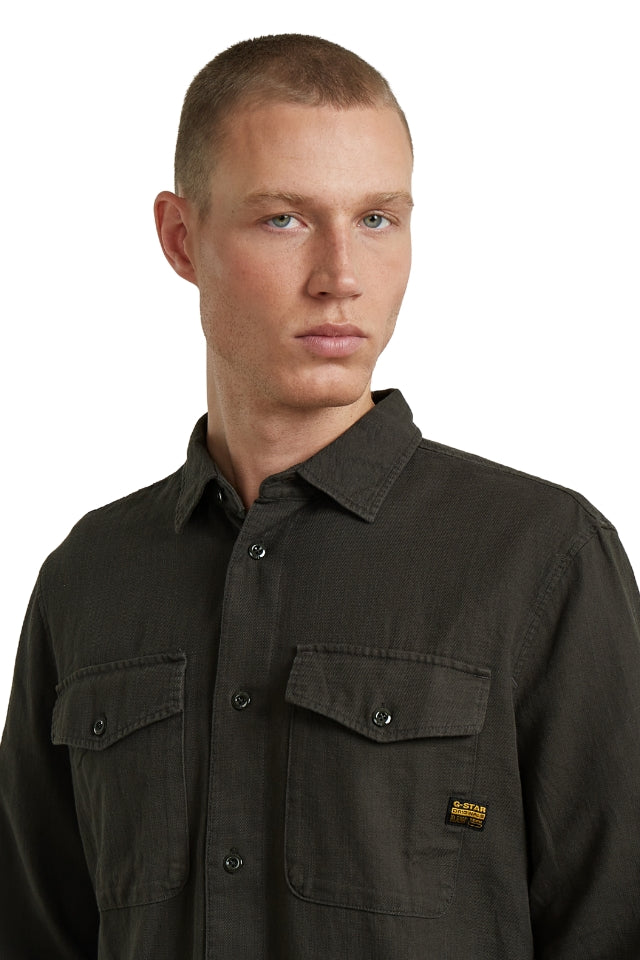 Marine Slim Shirt Long Sleeve - Asfalt Gd