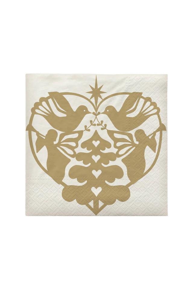 Christmas Nostalgia Paper Napkin - Off White Gold