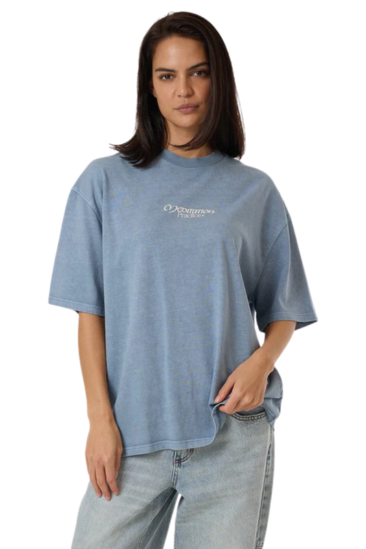 Meditation Practice Oversized Tee - Dusty Blue