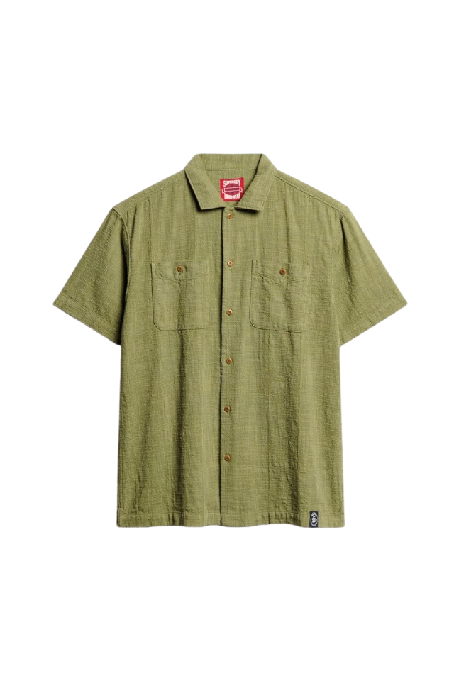 Merchant Ss Textured Shirt - Burnt Sage