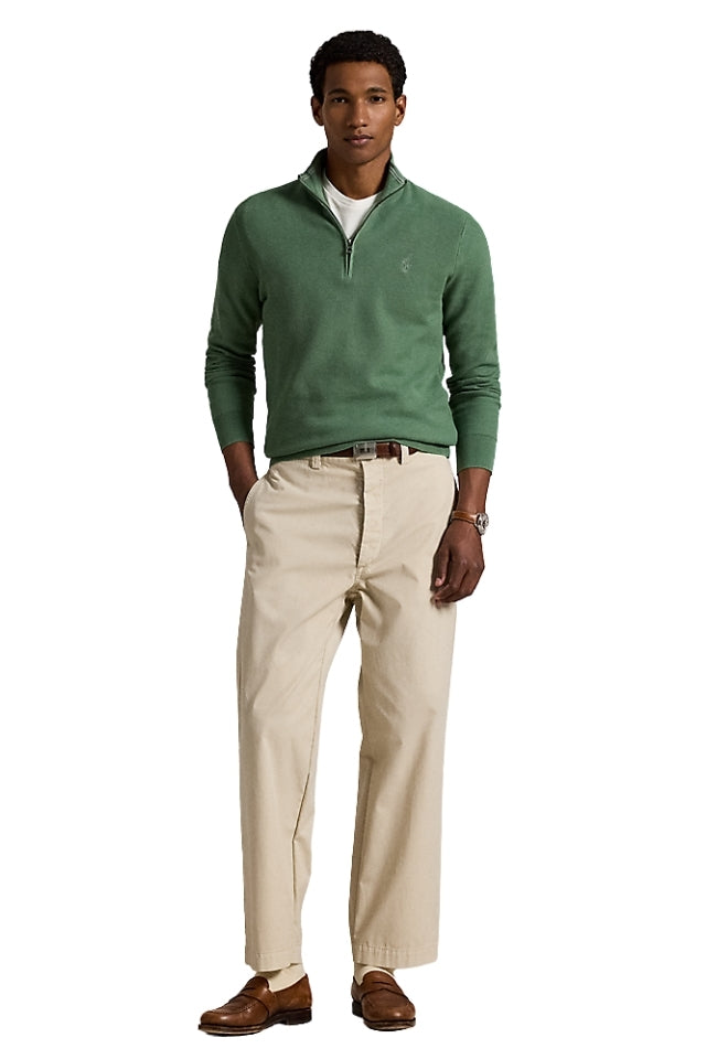 Mesh-Knit Cotton Quarter-Zip Sweater - Natural