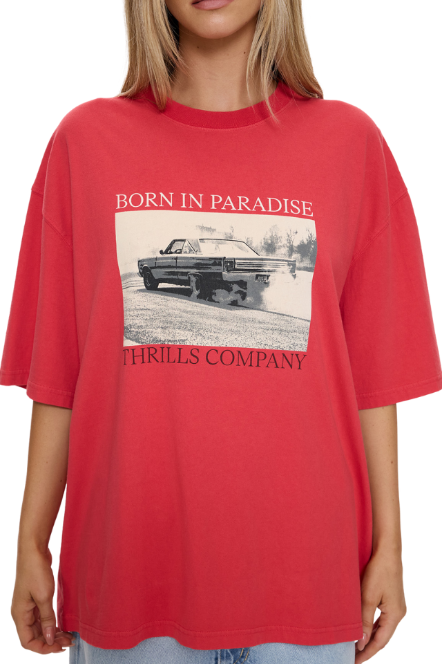 Metal And Dust Oversized Tee - Flame Red