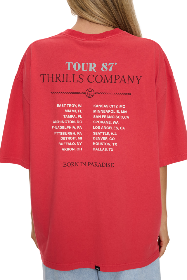 Metal And Dust Oversized Tee - Flame Red