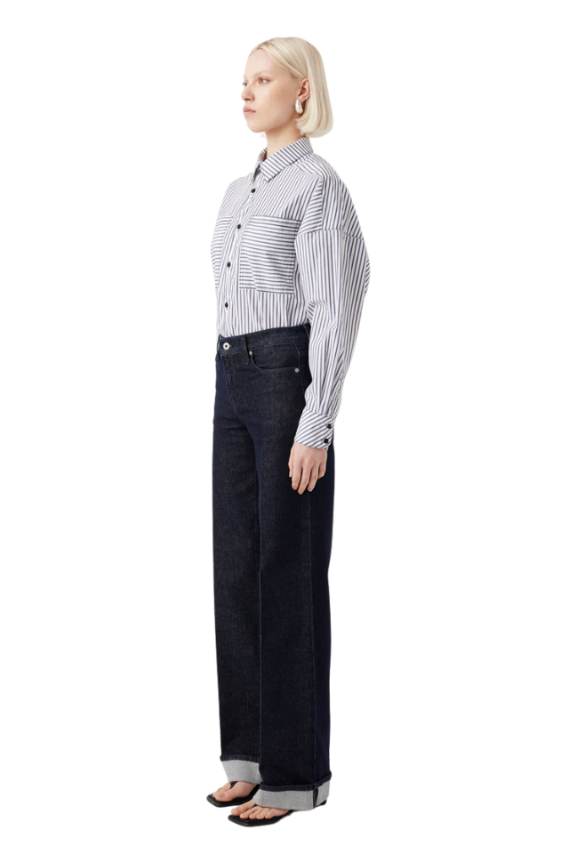 Mia Cuffed Mid Wide Long Jean
