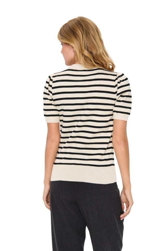 MilaSZ SS Striped Pullover – Brown Rice Black Stripe