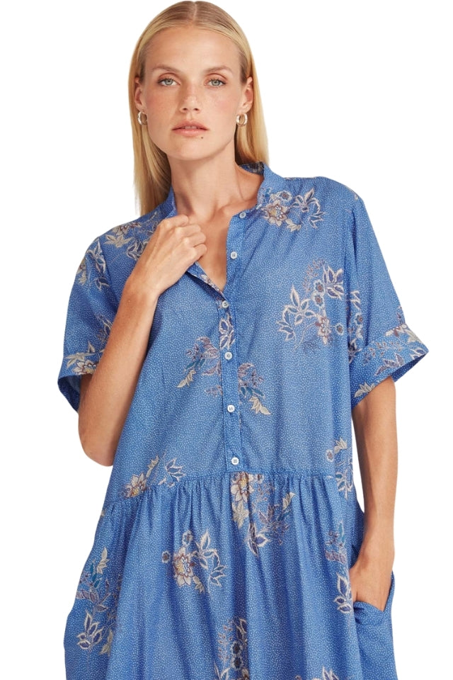 Monica Dress - Blue Print