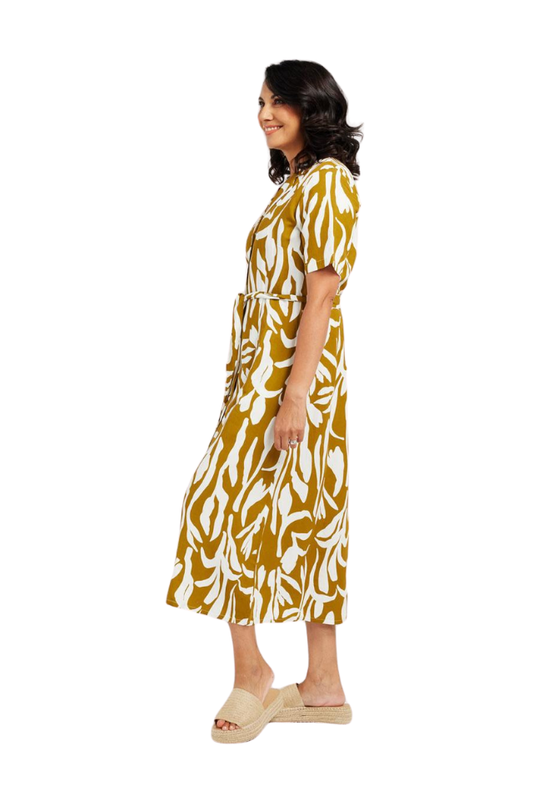 Mono Lily Print Button Front Dress