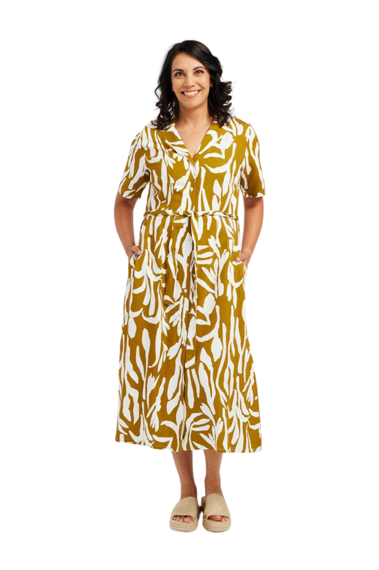 Mono Lily Print Button Front Dress