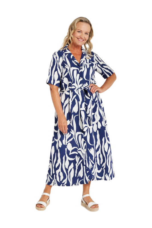 Mono Lily Print Button Front Dress