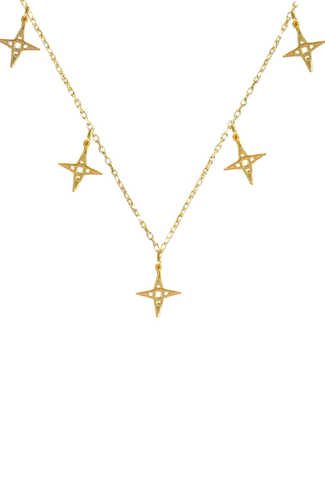 Multi Star Necklace | Gold
