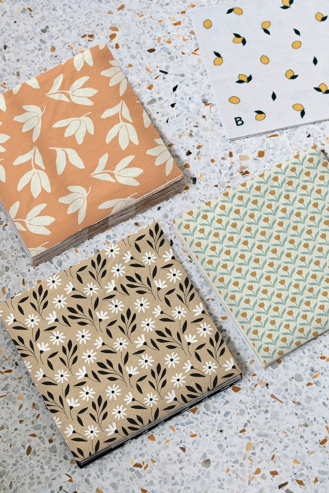 Paper Napkin Meadow - Beige/Black
