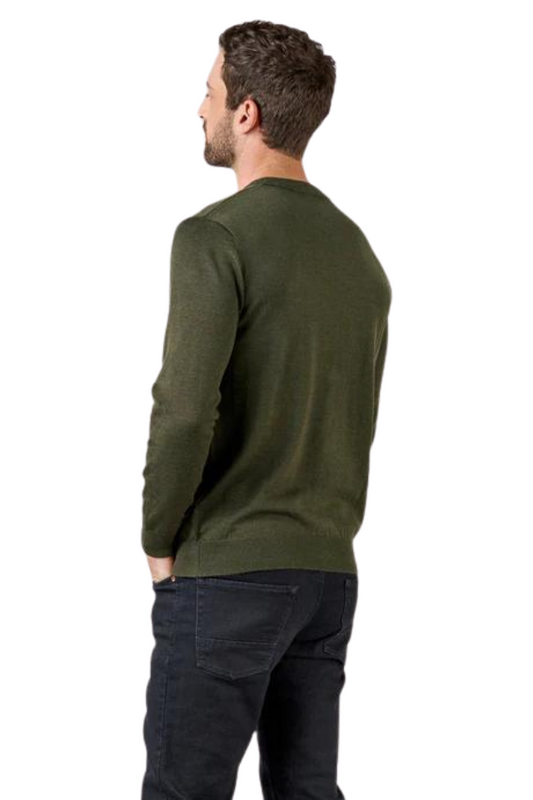 Naseby Olive Green Crew Neck Jersey