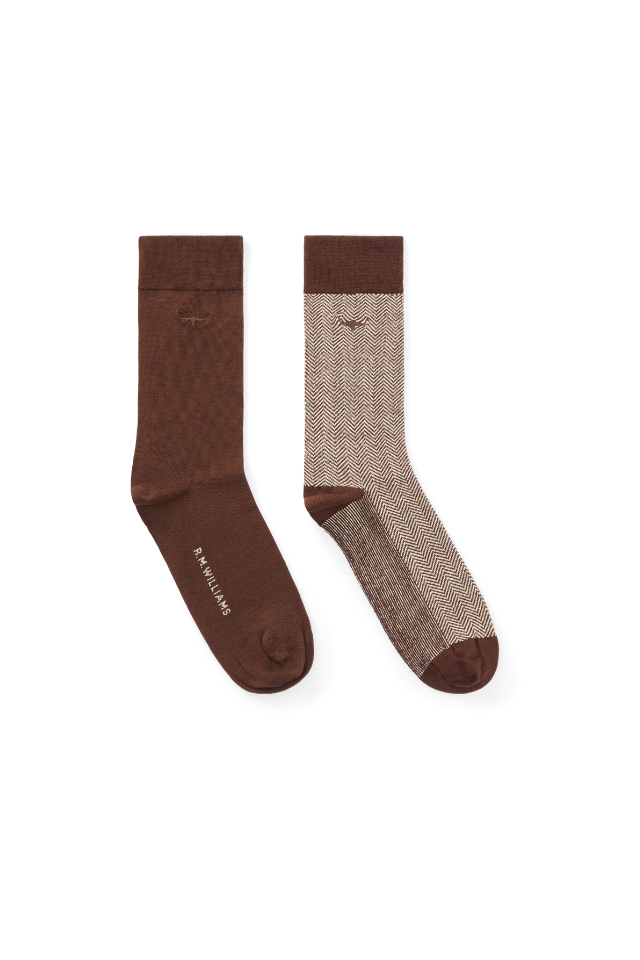 Nelson Herringbone Sock - 2 Pack, Hot Fudge