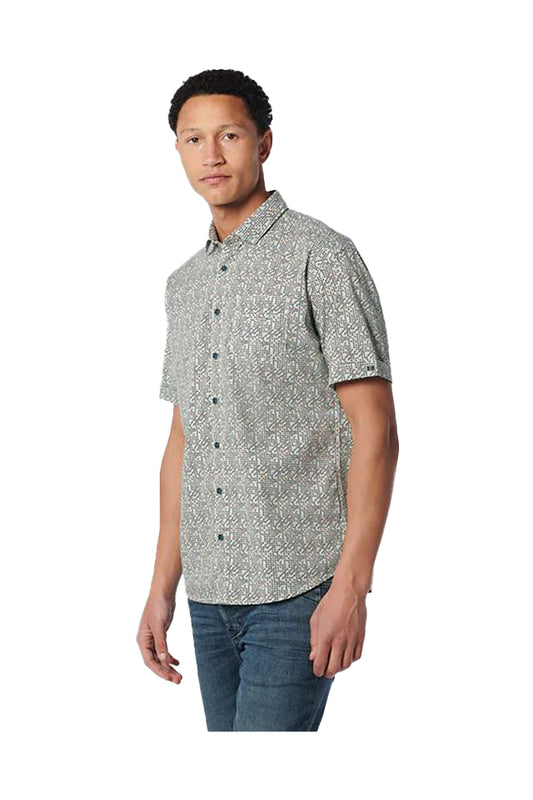 No Excess Allover Print SS Shirt Aqua Blue 