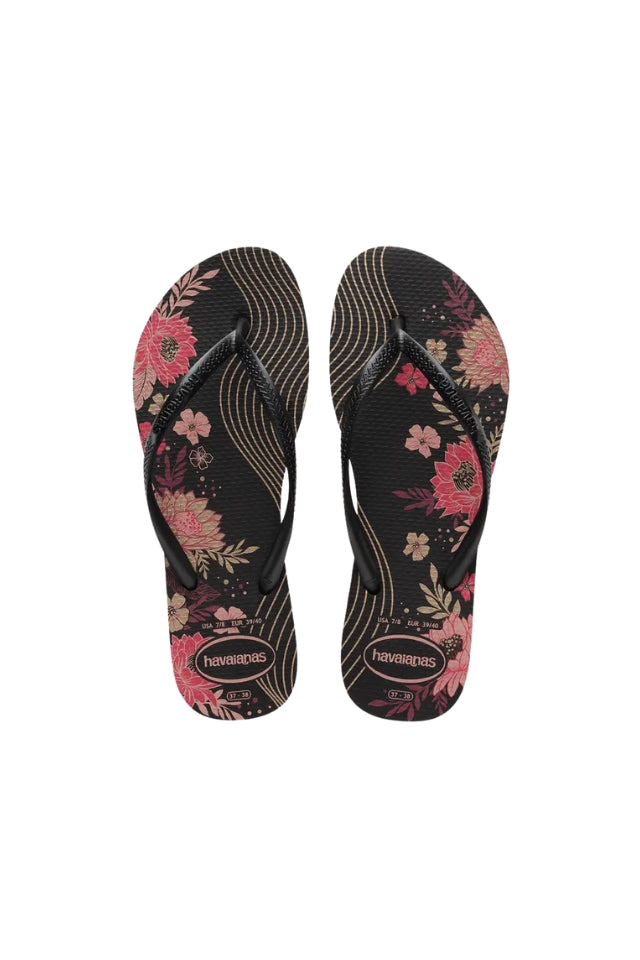 Slim Organic Jandals - Flower Print