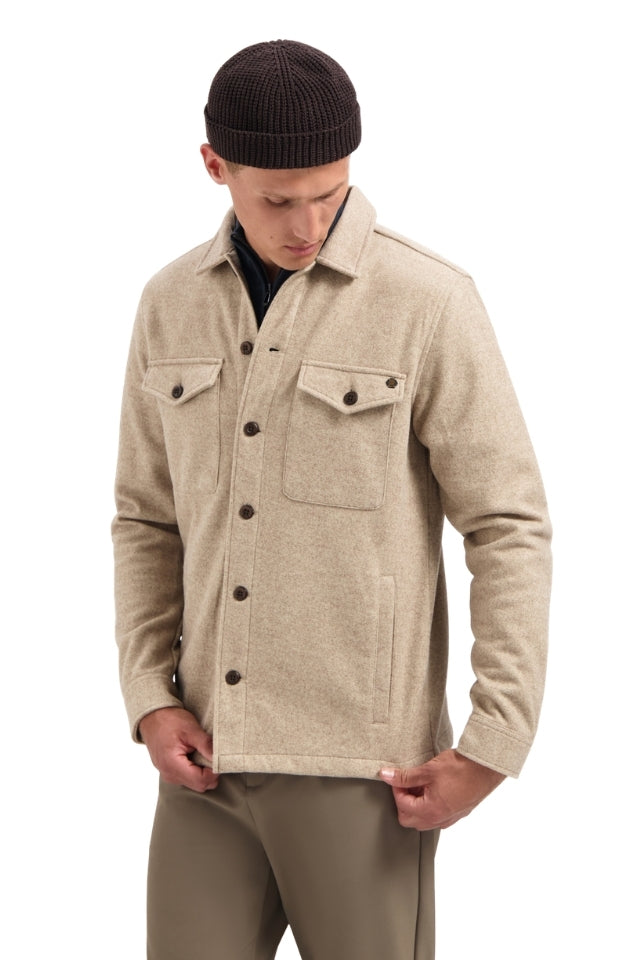 Overshirt Button Closure Melange - Khaki
