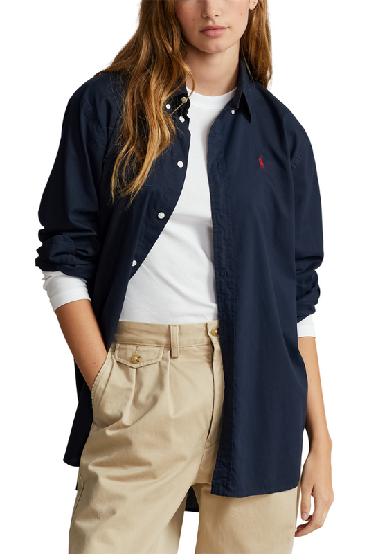 Oversized Fit Cotton Twill Shirt - Aviator Navy