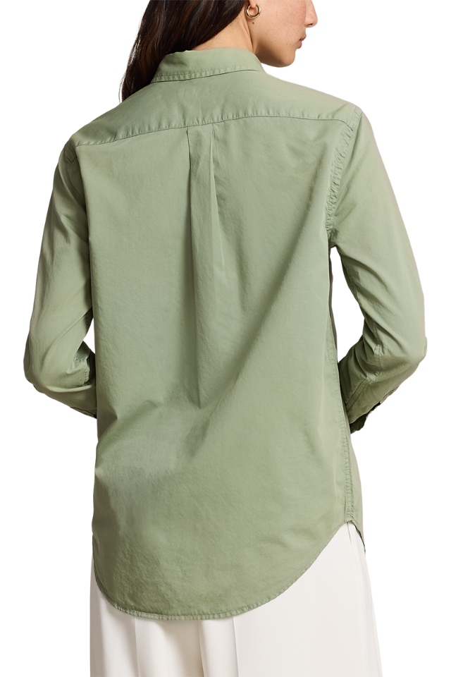 Oversized Fit Cotton Twill Shirt - Cargo Green